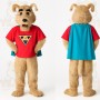 Tan Red Teal Superhero Dog Mascot Costume