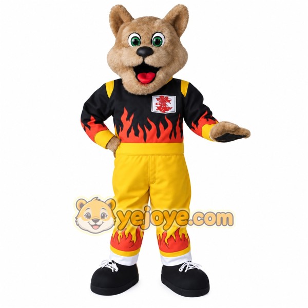 Tan Yellow Black Dog Mascot Costume