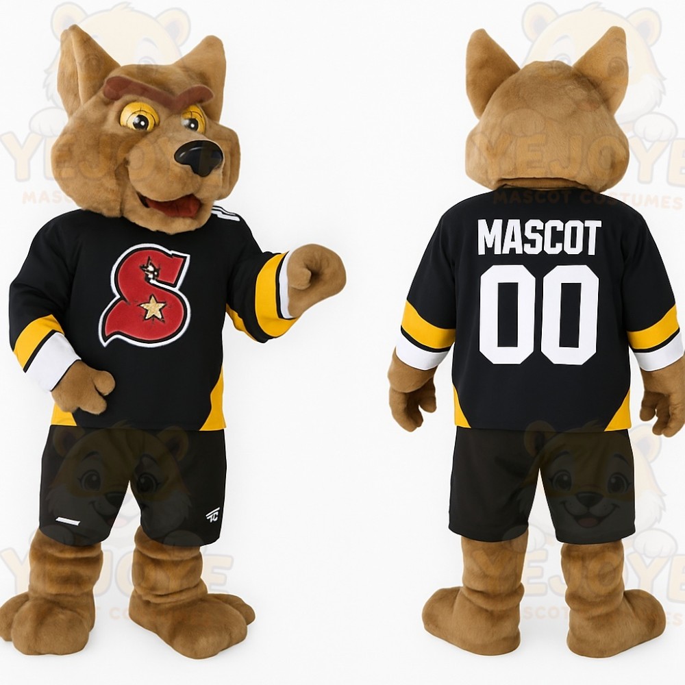 Brown Black Yellow Wolf Mascot Costume