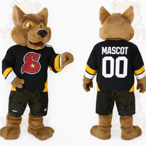 Brown Black Yellow Wolf Mascot Costume
