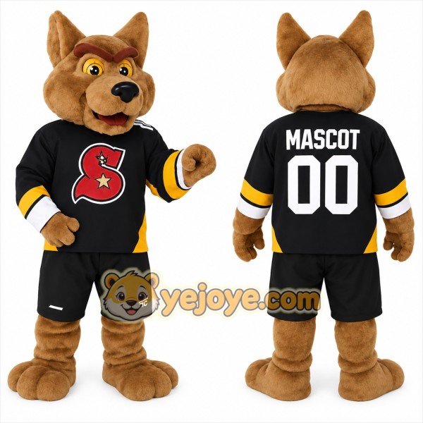 Brown Black Yellow Wolf Mascot Costume