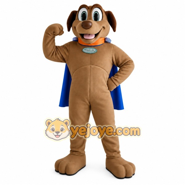 Brown Blue Superhero Dog Mascot Costume Brown Blue Superhero Dog Mascot Costume