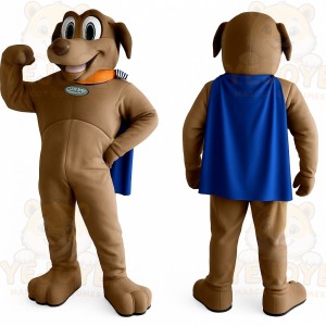 Brown Blue Superhero Dog Mascot Costume