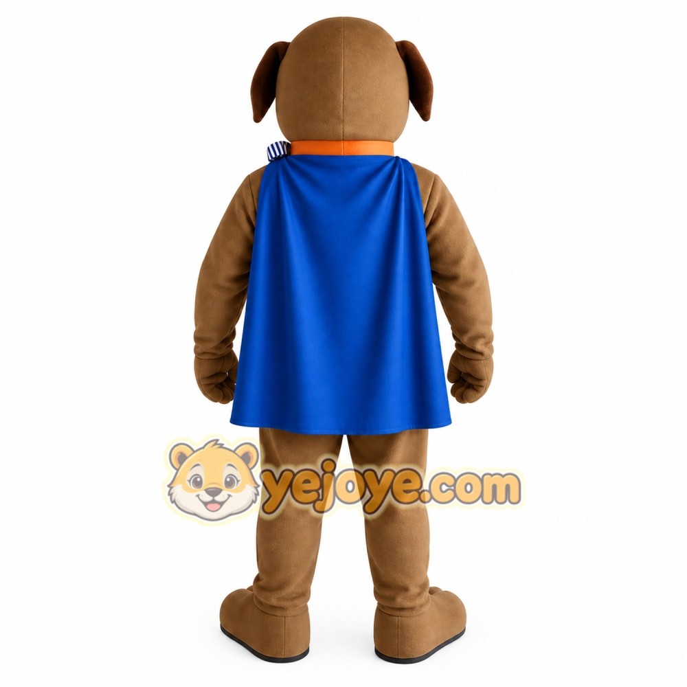 Brown Blue Superhero Dog Mascot Costume Brown Blue Superhero Dog Mascot Costume