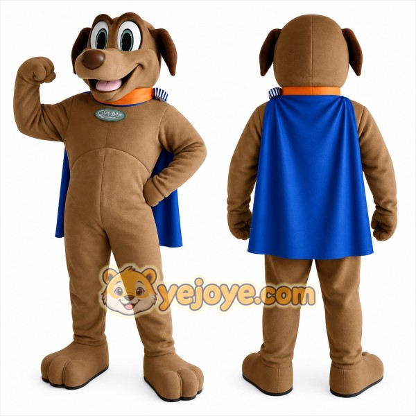 Brown Blue Superhero Dog Mascot Costume