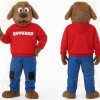 Brown Dog Red Hoodie Blue Pants Mascot Costume
