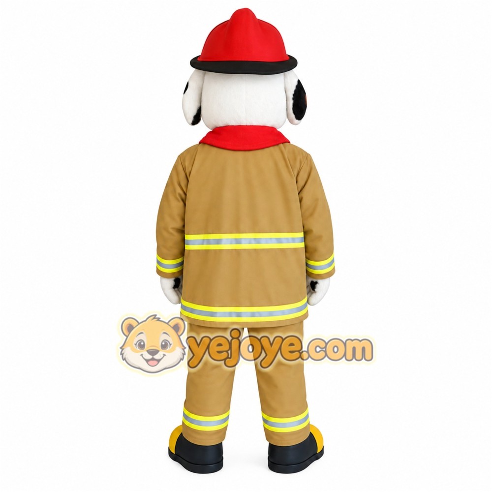 Tan White Dalmatian Firefighter Dog Mascot Costume Tan White Dalmatian Firefighter Dog Mascot Costume