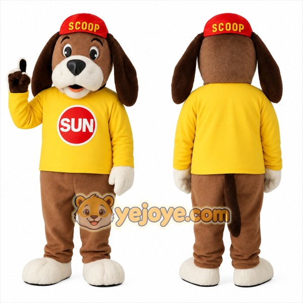Brown Yellow Red Floppy Ear Dog Mascot Costume