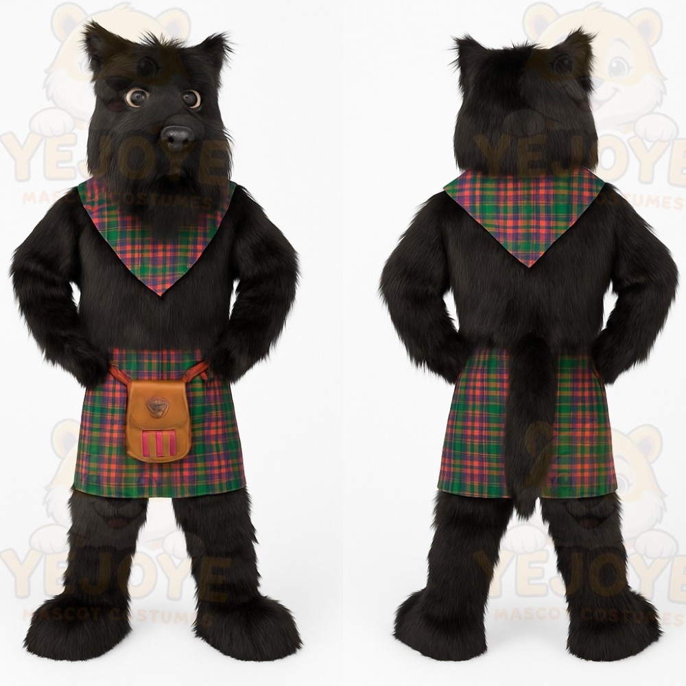 Black Green Red Scottish Dog Mascot Costume