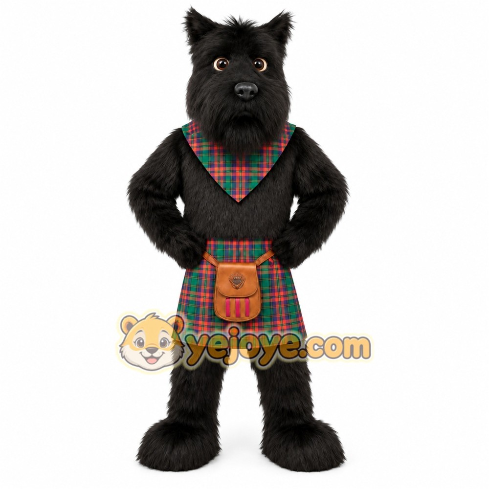 Black Green Red Scottish Dog Mascot Costume Black Green Red Scottish Dog Mascot Costume
