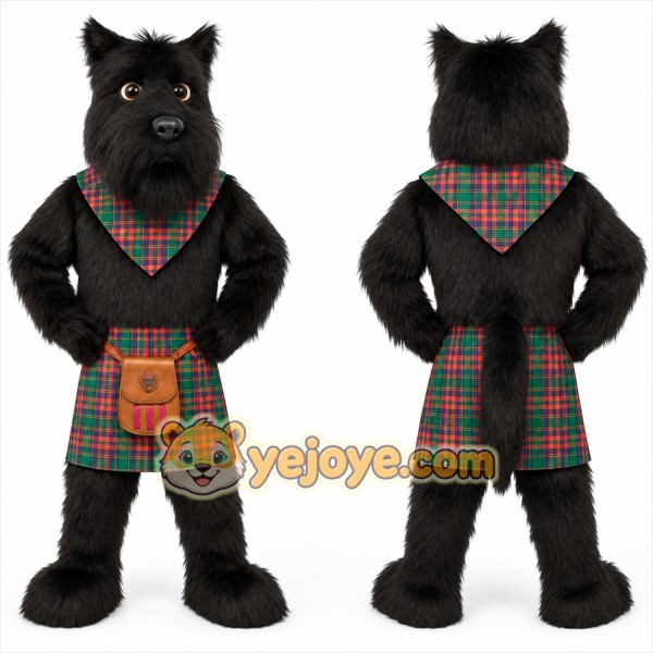 Black Green Red Scottish Dog Mascot Costume