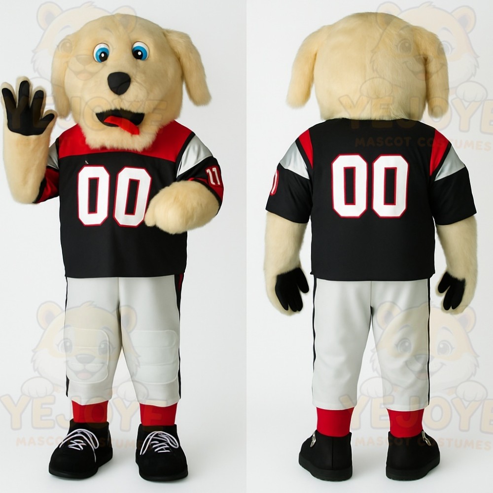 Tan Black Red Football Dog Mascot Costume