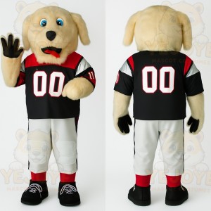 Tan Black Red Football Dog Mascot Costume