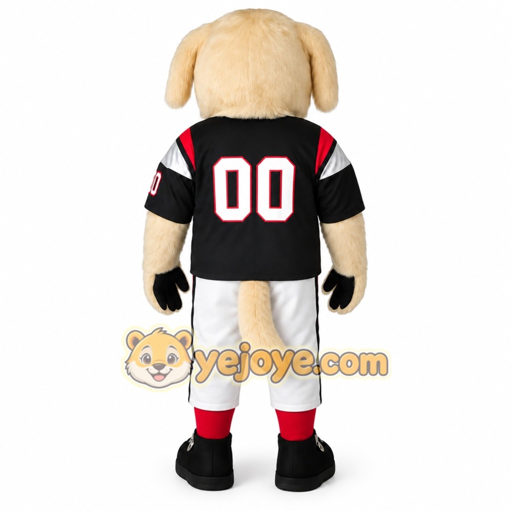 Tan Black Red Football Dog Mascot Costume Tan Black Red Football Dog Mascot Costume
