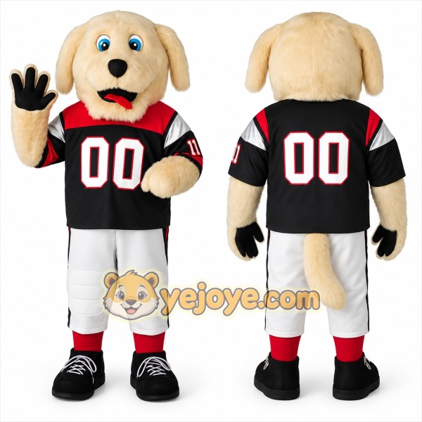 Tan Black Red Football Dog Mascot Costume