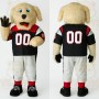 Tan Black Red Football Dog Mascot Costume