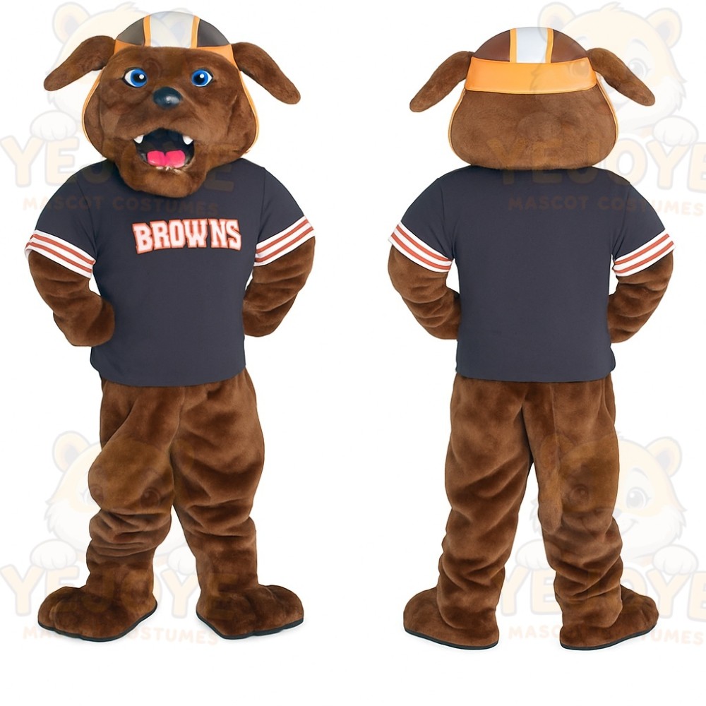 Brown Navy Orange Football Dog Mascot Costume