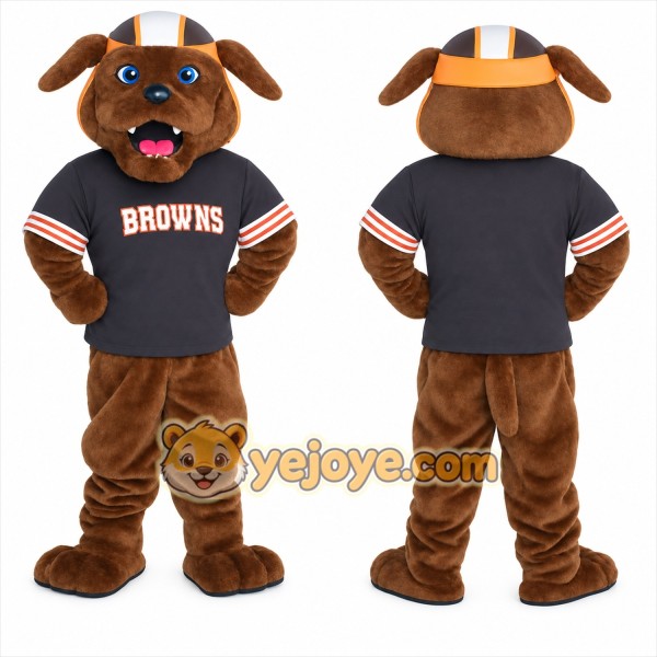Brown Navy Orange Football Dog Mascot Costume