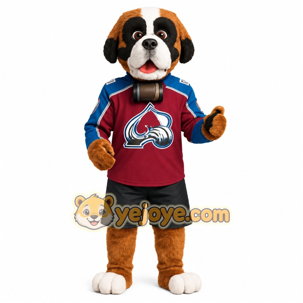 Brown White Black Hockey Dog Mascot Costume
