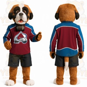 Brown White Black Hockey Dog Mascot Costume