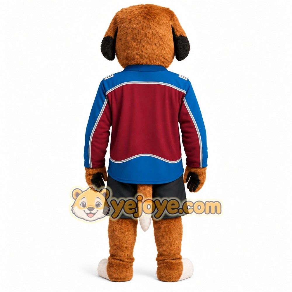 Brown White Black Hockey Dog Mascot Costume