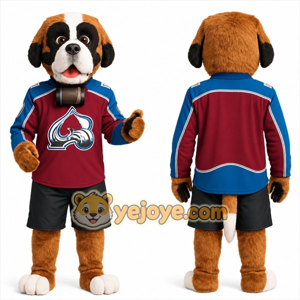 Brown White Black Hockey Dog Mascot Costume