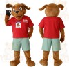 Brown Dog Red Shirt Mint Shorts Mascot Costume
