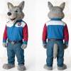 Gray Blue Red Cowboy Wolf Mascot Costume