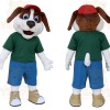Brown White Dog With Red Cap Mascot Costume