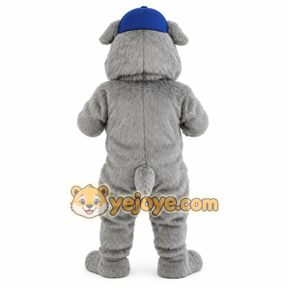 Gray Dog Blue Baseball Cap Mascot Costume