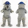 Gray Dog Blue Baseball Cap Mascot Costume