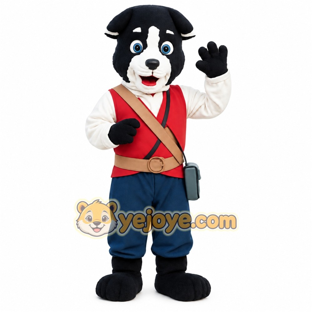 Black White Red Blue Dog Mascot Costume Black White Red Blue Dog Mascot Costume