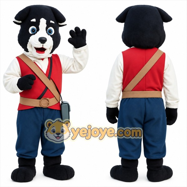 Black White Red Blue Dog Mascot Costume