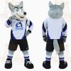 Gray White Blue Husky Sports Mascot Costume