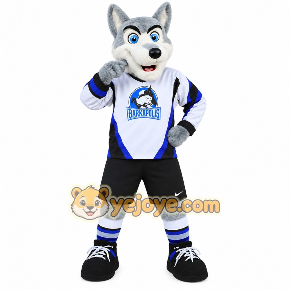 Gray White Blue Husky Sports Mascot Costume
