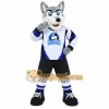 Gray White Blue Husky Sports Mascot Costume