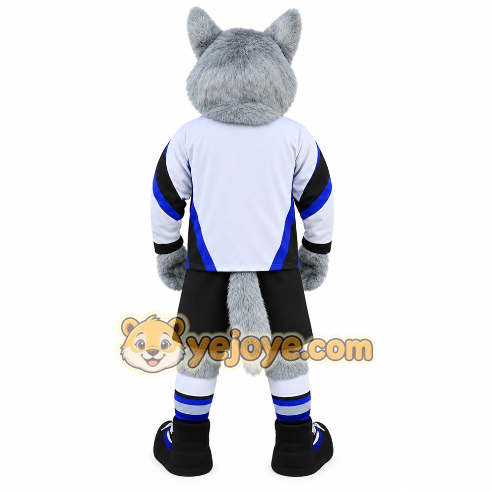 Gray White Blue Husky Sports Mascot Costume
