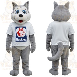 Gray White Husky Dog Mascot Costume