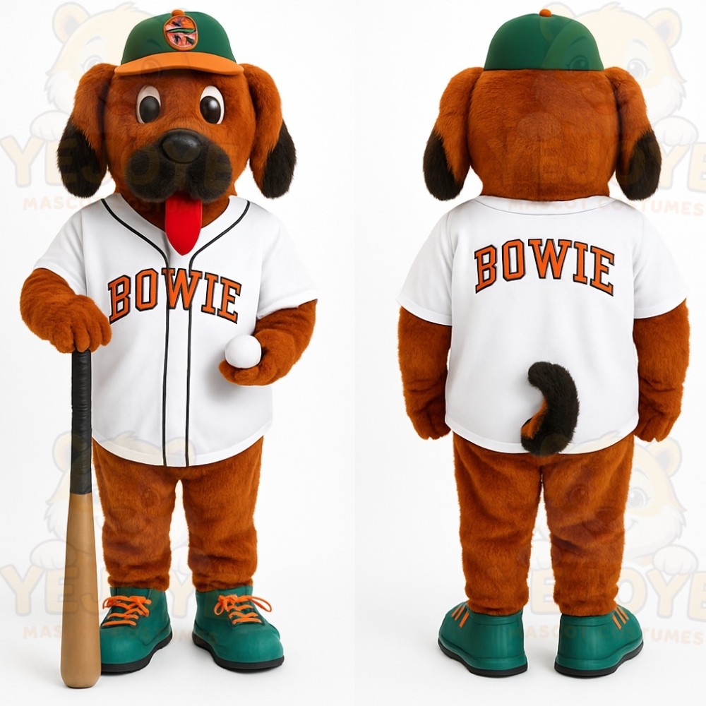 Brown White Baseball Dog Mascot Costume