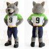 Gray Green Wolf Football Mascot Costume