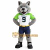 Gray Green Wolf Football Mascot Costume Gray Green Wolf Football Mascot Costume