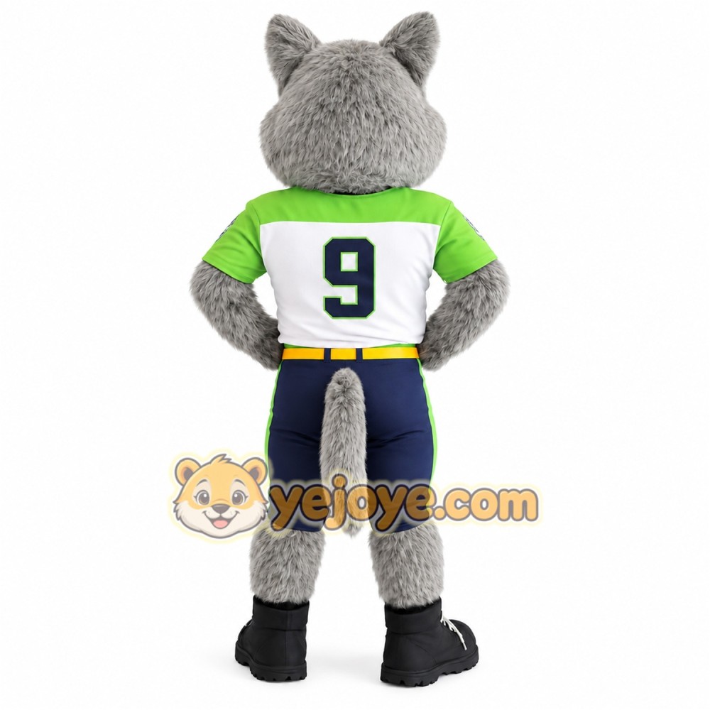 Gray Green Wolf Football Mascot Costume Gray Green Wolf Football Mascot Costume