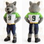 Gray Green Wolf Football Mascot Costume