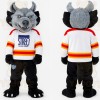 Gray Black Horned Wolf Mascot Costume