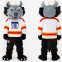 Gray Black Horned Wolf Mascot Costume