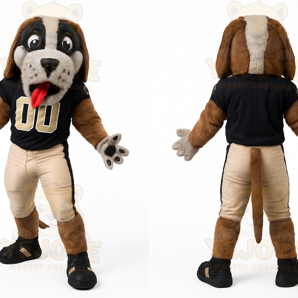 Brown White Black Football Dog Mascot Costume