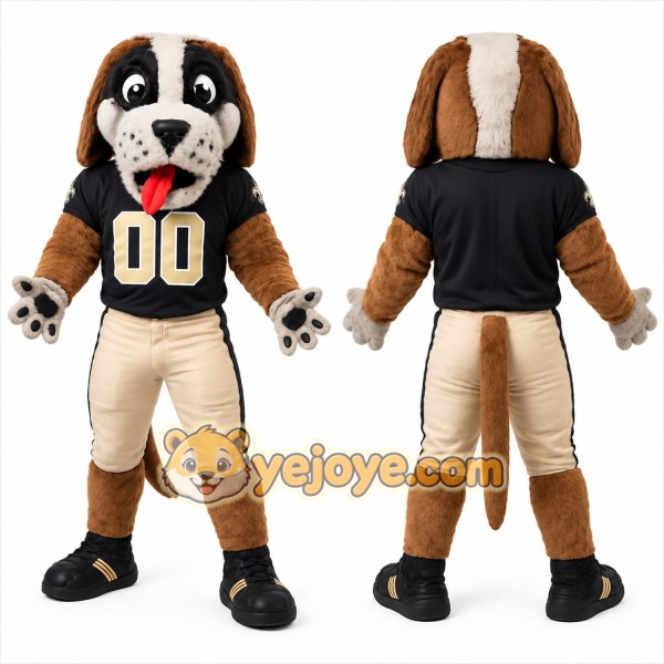 Brown White Black Football Dog Mascot Costume