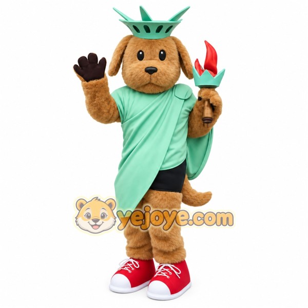 Brown Green Red Liberty Dog Mascot Costume Brown Green Red Liberty Dog Mascot Costume