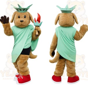 Brown Green Red Liberty Dog Mascot Costume