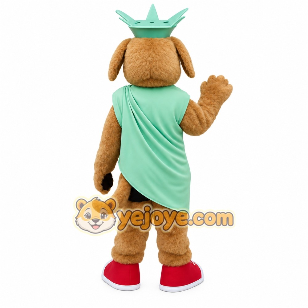 Brown Green Red Liberty Dog Mascot Costume